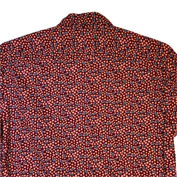 Bonobos Men Shirt Large Red Floral Stretch Slim Fit Short Sleeve Button-Up M528 - Picture 7 of 13
